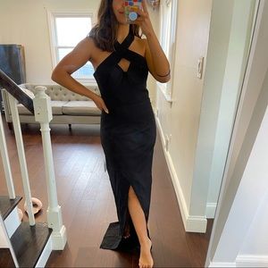 Halter and slit evening maxi